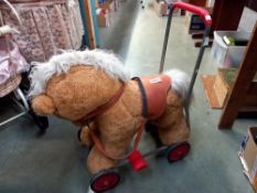 A vintage Leefray push along soft toy horse COLLECT ONLY