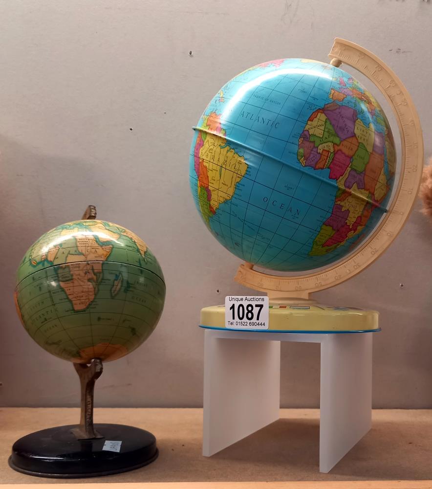 2 vintage tin globes