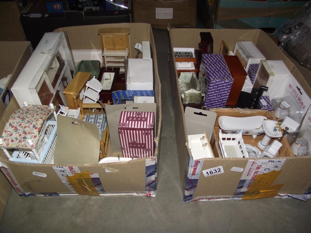 2 boxes of dolls house furniture