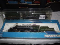 A boxed Mantua cherry valley logging co engine and a Hornby King James II engine (no box)