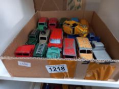 A tray of Dinky commercial vehicles including Austin A40, Bedford, Morris Z van etc