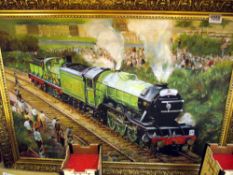 A large gilt framed oil on board of LNER 4472 The Flying Scotsman COLLECT ONLY