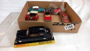 A boxed Dinky Rolls Royce and unboxed Dinky and Corgi vehicles