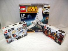 3 boxed Star Wars Lego 2 sealed, 1 open but appears complete