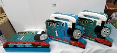 3 Ertl Thomas the Tank Engine carry cases and contents