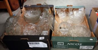 2 boxes of glass ware including bowls, vases, hors d'oeuvre dishes etc COLLECT ONLY