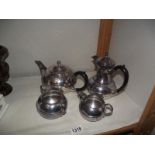 A 4 piece silver plate teaset (teapot, hot water jug, milk jug and sugar bowl)