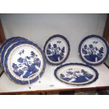 5 Royal Doulton Booths Real Old Willow dinner plates and an oval plate/meat platter COLLECT ONLY