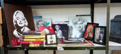 A mixed lot of Marilyn Monroe photos, small calendar, magazines and DVD's etc