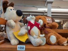 4 soft toys including Gromit and meerkat COLLECT ONLY