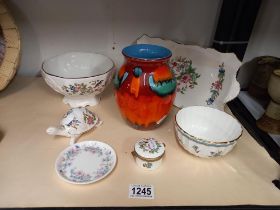 A Poole pottery vase and quantity of Spode, Aynsley and Wedgwood china