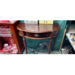 A dark wood stained hall table with drawer COLLECT ONLY