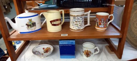 An Aynsley Royal wedding tankard, a bon bon dish & other china including Ringtons Centenary teapot