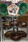 A pair of Elizabethan fine bone china plates, Calais Pier after Turner etc, pair of leaf pattern