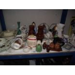 A mixed lot of ceramics including vases, flour sifters, salt and pepper pots etc COLLECT ONLY