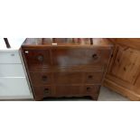 3 A mid 20th century oak ply three drawer chest COLLECT ONLY