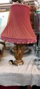 A cherub table lamp with shade COLLECT ONLY