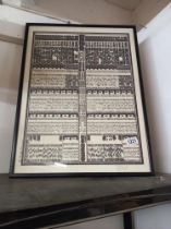 A large framed and glazed print of Oriental text COLLECT ONLY