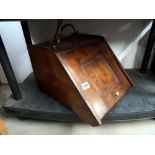 An Edwardian mahogany coal box with brass fittings COLLECT ONLY