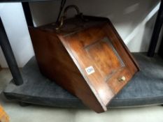 An Edwardian mahogany coal box with brass fittings COLLECT ONLY