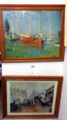 2 pine framed pictures COLLECT ONLY