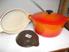 3 pieces of Le Crueset including a large lidded pot COLLECT ONLY