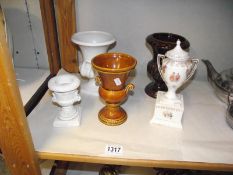 A selection of pottery urns etc including Kingsbridge pottery etc COLLECT ONLY