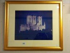 A gilt framed and glazed large photograph of Lincoln Cathedral 78 x 69 cm COLLECT ONLY