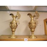 A pair of 19th / 20th Century spelter ewers (1 a/f to spout) COLLECT ONLY