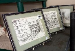 3 framed and glazed prints of Lincoln by S R Lord 1979 COLLECT ONLY
