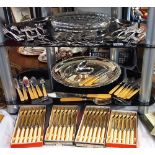 A good lot of cutlery including some Kings pattern, 4 lots of boxed knives plus silver plate etc