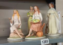 4 unglazed pottery four seasons limited edition figures COLLECT ONLY