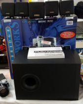 A boxed set of a soundworks surround sound speakers (playworks DTT 3500 Digital) COLLECT ONLY