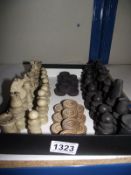 A chess set and set of draughts (complete sets but some pieces a/f)