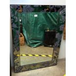 A large bevel edged mirror with bevelled edge etched mirror frame 79cm x 109cm COLLECT ONLY