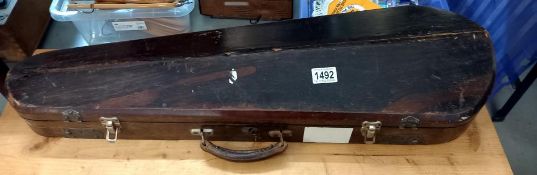 A 19th/20th century wooden violin case COLLECT ONLY