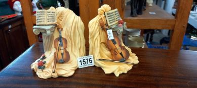Regency fine arts violin bookends