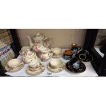 A 14 piece Bavarian tea set and 6 items of Prinknash pottery (2 cups and saucers, milk jug and sugar