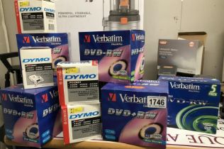 7 Boxes of Verbatim Blank Rewritable Cd's and 4 Boxes of Dymo Tape Cassettes COLLECT ONLY