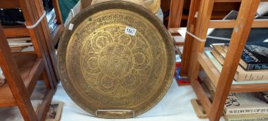 A large Islamic brass tray COLLECT ONLY