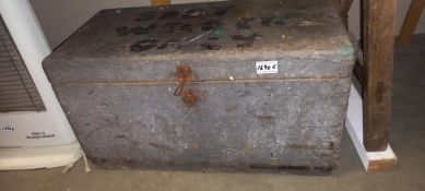 An old pine tool chest & contents including hammers COLLECT ONLY