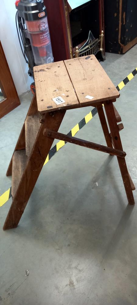 A vintage wooden step ladder COLLECT ONLY - Image 2 of 2