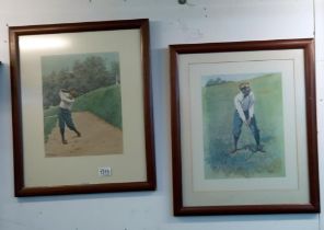 2 framed and glazed golfing prints by AB Frost 46cm x 55cm COLLECT ONLY