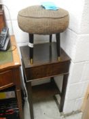 A Dansette three legged stool and a lidded sewing table COLLECT ONLY.