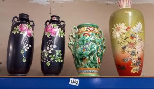 A pair of Grimwades Rubian ware vases and 2 others COLLECT ONLY