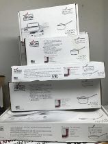 7 Boxed All-Clad Kitchen Stainless Pans COLLECT ONLY