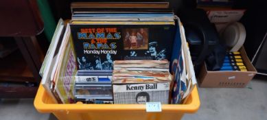 A box of mixed vinyl records including 33's and 45's COLLECT ONLY