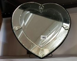 A large heart shaped bevel edged mirror COLLECT ONLY