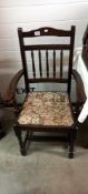 A country style dark oak carver chair COLLECT ONLY