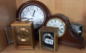 A selection of mantle clocks including wall and carriage clocks COLLECT ONLY